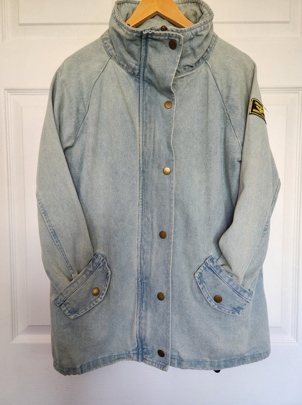 Vintage 90s Denim Military Jacket - Size S/M